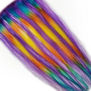 16 inch Remy Human Hair Extensions Pastel Colored Rainbow Prism Highlights